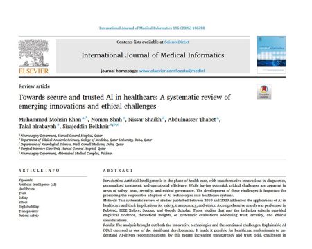 مقاله هوش مصنوعی در پزشکی : به سوی هوش مصنوعی امن و قابل اعتماد در مراقبت‌های بهداشتی